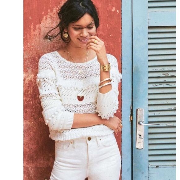 NWOT Sezane Driss Off White Sweater Pullover - Picture 1 of 9
